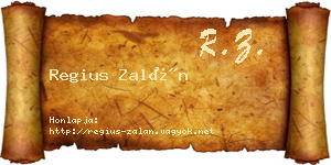 Regius Zalán névjegykártya